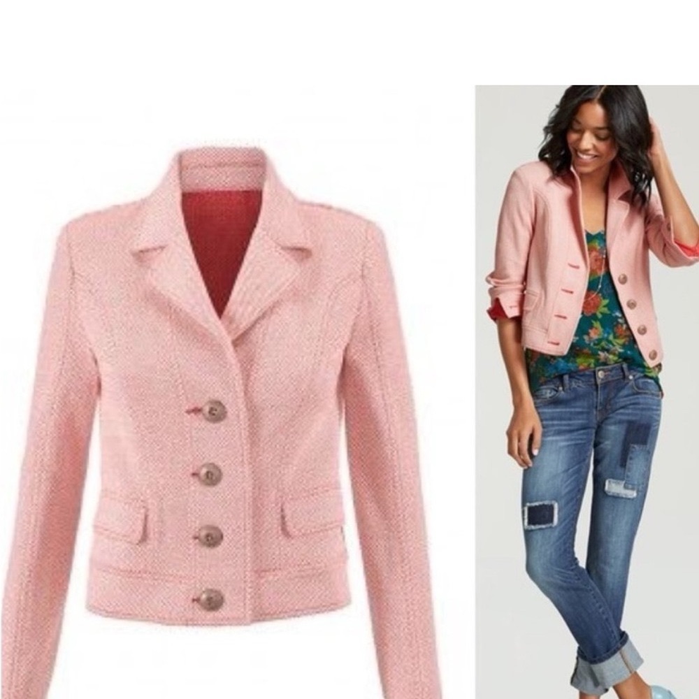 Cabi 5301 Amelia Jacket Women's Pink Tweed Jacket